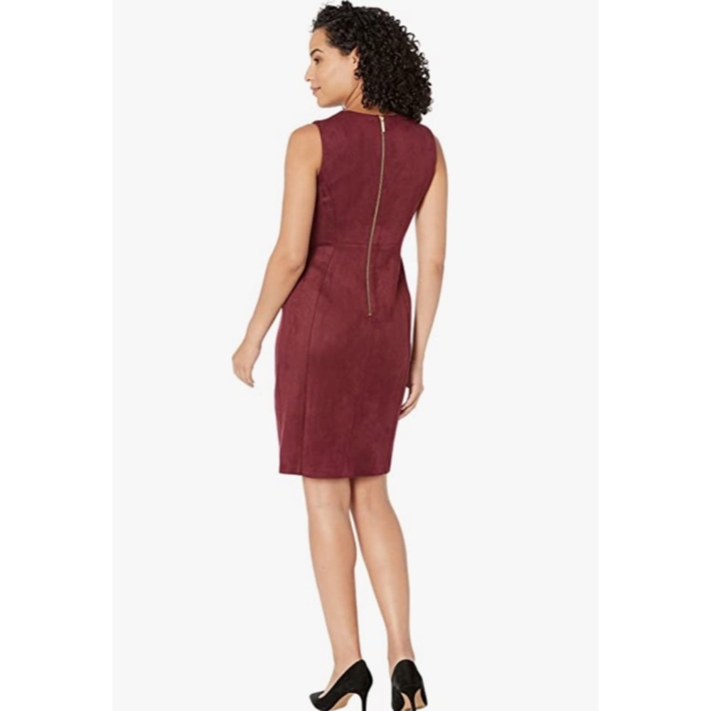 Sleeveless Suede Sheath Dress - Picture 2 of 7